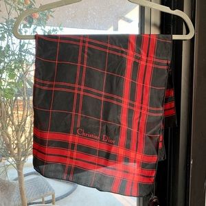 Christian Dior Red & Black Tartan scarf